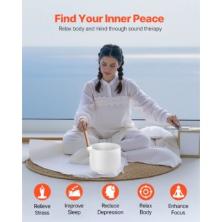 VEVOR Κρυστάλλινο Τραγουδιστό Μπολ 8 Νότα Φ Καρδιακό Τσάκρα με Τσάν...