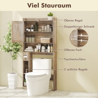 Costway Ντουλάπι Μπάνιου Γκρι με Διπλές Πόρτες, Ρυθμιζόμενο Ράφι & ...