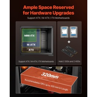 VEVOR Μεσαίο Κουτί ATX με 3 x 120 mm ARGB Ανεμιστήρες DNJXZT120MMAC...