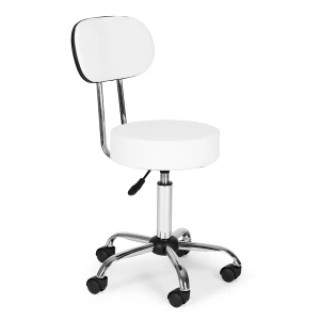 ModernHome Περιστρεφόμενο Σκαμπό με Πλάτη  Λευκό BC009-W