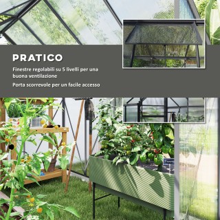 Outsunny Θερμοκήπιο από Πολυκαρβονικό και Αλουμίνιο με Ανοιγόμενο Π...