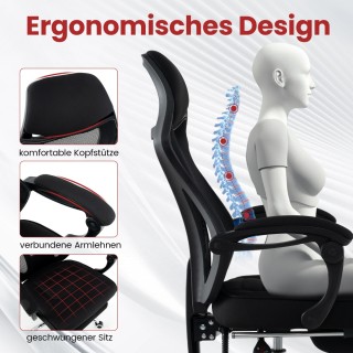 Costway  Εργονομική Καρέκλα Γραφείου με Ρυθμιζόμενη Πλάτη και Υποπό...