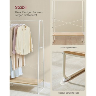 VASAGLE Κρεμάστρα Ρούχων με Ράγα και Ράφι Παπουτσιών, Δρυς Λευκό VASAGLE Κρεμάστρα Ρούχων με Ράγα και Ράφι Παπουτσιών, Δρυς Λευκό