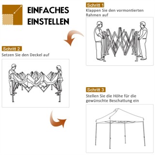Costway  Αναδιπλούμενη Τέντα 3x3m με Ρυθμιζόμενο Ύψος και Ανθεκτικό...