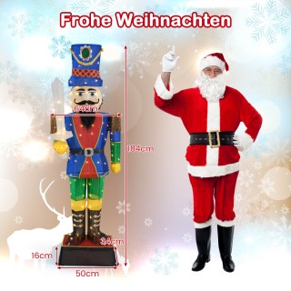 Costway Σετ 2 Τεμάχια Χριστουγεννιάτικες Φιγούρες Καρυοθραύστης Φωτ...