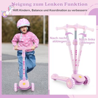 Costway  Πτυσσόμενο Πατίνι με Ρυθμιζόμενο Τιμόνι και LED Φωτιζόμενε...