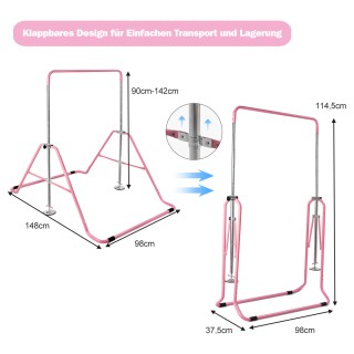 Costway Ρυθμιζόμενη Παιδική Μπάρα Γυμναστικής 90-130 cm Αναδιπλούμε...