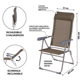 Galileo Πτυσσόμενη καρέκλα χαλάρωσης από αλουμίνιο και πολυεστέρα 2...