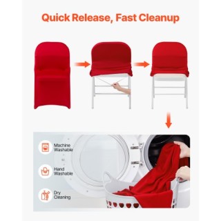 VEVOR Καλύμματα Καρέκλας για Γάμους και Εκδηλώσεις, Κόκκινα, 50 Τεμ...