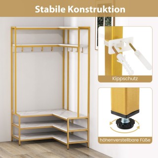 Costway Γωνιακή Κρεμάστρα Ρούχων με Ράφια και Γάντζους για Οργάνωση...