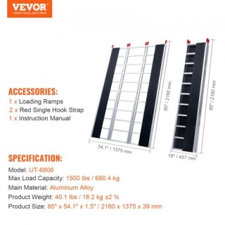 Ράμπα Αλουμινίου VEVOR 85 x 54 1500LBS Πτυσσόμενη Φορτωτική SZSL15... Ράμπα Αλουμινίου VEVOR 85 x 54 1500LBS Πτυσσόμενη Φορτωτική SZSL15...