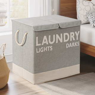 BAKAJI Διπλό Καλάθι Απλύτων με Χειρολαβές 02842255 BAKAJI Διπλό Καλάθι Απλύτων με Χειρολαβές 02842255