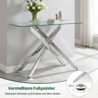 Costway Μοντέρνο Γυάλινο Τραπέζι με Διαφανή Επιφάνεια από Σκληρυμέν...