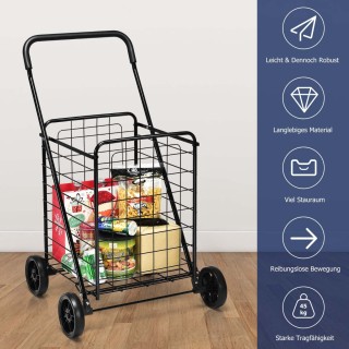 Costway Πτυσσόμενο Καρότσι Αγορών με Ρόδες Μαύρο TA10073DK