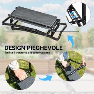 Outsunny Καρέκλα Κήπου 2 σε 1 από Ατσάλι, με Μαξιλάρι EVA και Τσάντ...