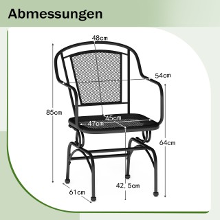Costway Σετ 2 Μεταλλικές Καρέκλες Κήπου με Κίνηση Ταλάντευσης - Μαύ... Costway Σετ 2 Μεταλλικές Καρέκλες Κήπου με Κίνηση Ταλάντευσης - Μαύ...