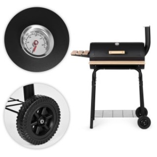 Multistore Μεγάλη εξωτερική ψησταριά με θερμόμετρο, καμινάδα, 3 ράφ...