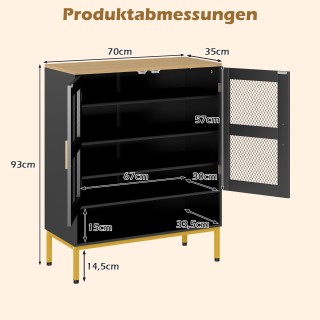 Costway Μοντέρνα Ξύλινη Παπουτσοθήκη με Πόρτες & Μεταλλικά Πόδια & ...