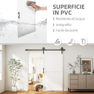 HOMCOM Συρόμενη Πόρτα σε Ρουστίκ Στυλ με Οδηγό και Λαβή από Ξύλο κα...