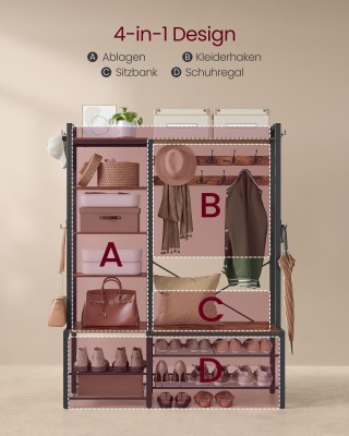 Πάγκος Εισόδου με Κρεμάστρα και Αποθήκευση Παπουτσιών, Vintage Καφέ...