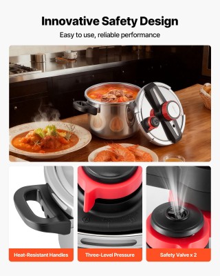 VEVOR Ανοξείδωτη Χύτρα Ταχύτητας 6L με Ρυθμιζόμενες Πιέσεις και Γυά...