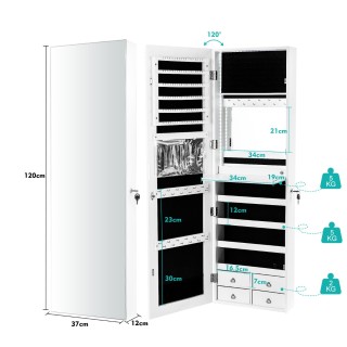 Costway Λευκή Ντουλάπα Κοσμημάτων με LED Φωτισμό και Ολόσωμο Καθρέφ... Costway Λευκή Ντουλάπα Κοσμημάτων με LED Φωτισμό και Ολόσωμο Καθρέφ...