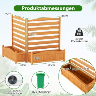 Costway Διακοσμητικός Ξύλινος Φράχτης Κήπου με Φυτοδοχείο και Σχάρα... Costway Διακοσμητικός Ξύλινος Φράχτης Κήπου με Φυτοδοχείο και Σχάρα...