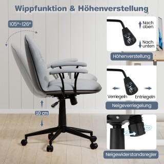 Costway Εργονομική Καρέκλα Γραφείου από Τεχνητό Δέρμα με Επενδυμένα...