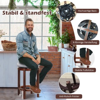 Costway  Σετ 2 Περιστρεφόμενων Σκαμπό Μπαρ με Μαξιλάρι από Λινό Ύφα...