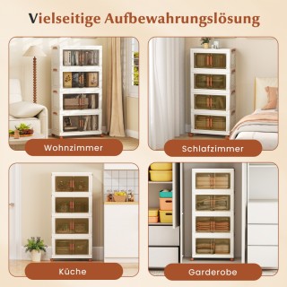 Costway Κουτί Αποθήκευσης με Ρόδες και Διάφανες Πόρτες, Πτυσσόμενο ...