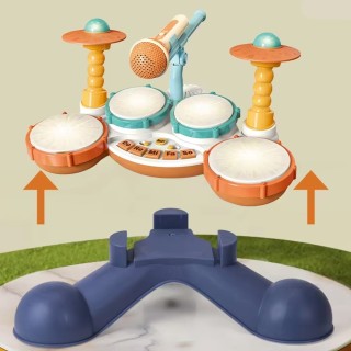 BAKAJI Φωτιζόμενο Παιδικό Τύμπανο & Μικρόφωνο Παιχνίδι Μουσικό Δώρο...