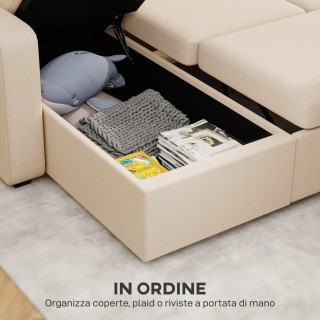 HOMCOM Γωνιακός Καναπές-Κρεβάτι με Αποθηκευτικό Χώρο, Επένδυση από ...