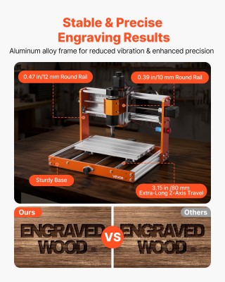 VEVOR Μηχανή CNC Router 500W, 3-Άξονη με Χώρο Εργασίας 300x180x80mm...