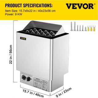 VEVOR 9KW Σάουνα Θερμαντήρας 380V-415V Υγρό&Ξηρό με Ενσωματωμένο Έλ... VEVOR 9KW Σάουνα Θερμαντήρας 380V-415V Υγρό&Ξηρό με Ενσωματωμένο Έλ...