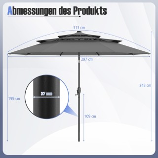 Costway Τριώροφος Γκρι Κήπος και Τερασσόλης Ομπρέλα με Περιστροφή 3... Costway Τριώροφος Γκρι Κήπος και Τερασσόλης Ομπρέλα με Περιστροφή 3...