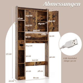 Costway Ντουλάπι Μπάνιου με 2 Πόρτες, 6 Ανοιχτά Ράφια και Θήκη Χαρτ...