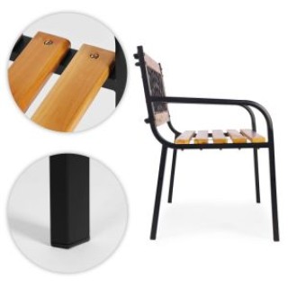 MULTIGARDEN Ξύλινο παγκάκι κήπου με διάτρητη πλάτη 118x52 εκ. πάρκο...