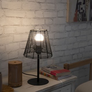 Galileo Επιτραπέζιο φωτιστικό κωνικού σχεδιασμού με εφέ ρατάν, βάση...