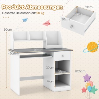 Costway Παιδικό Γραφείο Μάθησης 90 x 45 x 90 εκ. HY10492GR Costway Παιδικό Γραφείο Μάθησης 90 x 45 x 90 εκ. HY10492GR