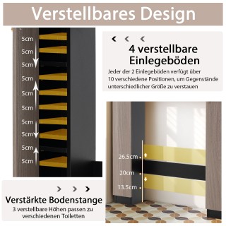 Costway Μαύρο Ντουλάπι Μπάνιου πάνω από την Τουαλέτα με Διπλές Πόρτ...