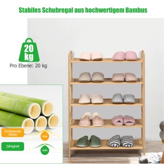 Costway Πενταόροφο Ράφι Παπουτσιών από Μπαμπού - Χωρητικότητα για 1... Costway Πενταόροφο Ράφι Παπουτσιών από Μπαμπού - Χωρητικότητα για 1...
