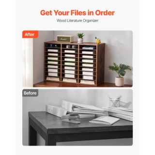 VEVOR Ξύλινος Οργανωτής Λογοτεχνίας 27 Θέσεων Σκούρο Καφέ WJJEKBHB2...