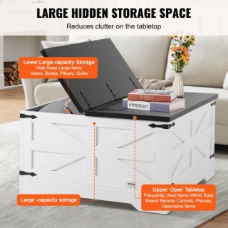 VEVOR Τραπέζι Καφέ Αγροικίας 31,5 με Αποθηκευτικό Χώρο Γκρι & Λευκ... VEVOR Τραπέζι Καφέ Αγροικίας 31,5 με Αποθηκευτικό Χώρο Γκρι & Λευκ...