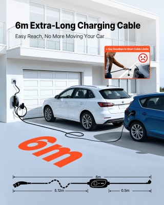 VEVOR Φορητός Φορτιστής Ηλεκτρικών Οχημάτων 3.6 kW, 16A, Τύπου 2, Μ...