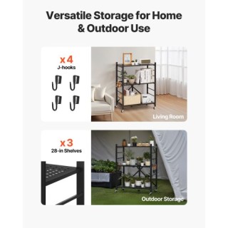 Πτυσσόμενο Ράφι Αποθήκευσης 3 Επιπέδων με Ρόδες 330 x 710 x 910 mm ...