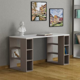 BAKAJI Γραφείο Βιβλιοθήκη 6 Ραφιών Τραπέζι Υπολογιστή Ξύλινο Σπίτι ...