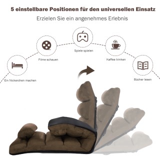 Costway Πτυσσόμενη καρέκλα δαπέδου με πλάτη 175 x 55 x 20 cm Καφέ ... Costway Πτυσσόμενη καρέκλα δαπέδου με πλάτη 175 x 55 x 20 cm Καφέ ...