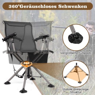 Costway Φορητή Περιστρεφόμενη Καρέκλα Κυνηγιού 62 x 62 x 102 cm με ...