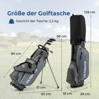 Costway Σύνολο Γκολφ για Αριστερόχειρες Άνδρες με Φορητή Γκρι Τσάντ...