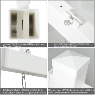 Costway Πινακίδα Ακινήτου UPVC 180 cm για Πώληση σε Γκαράζ OP3931WH